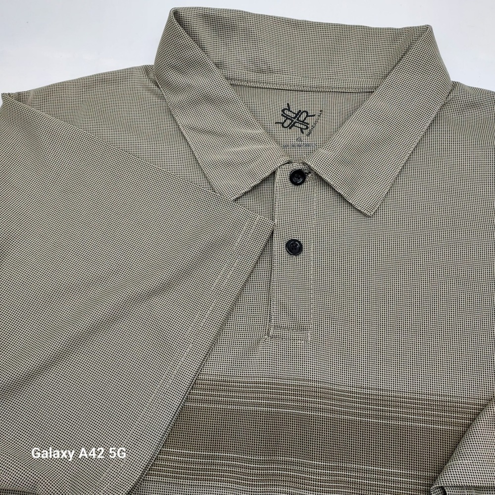 R&R Casual‎ Mens Premium Polo Shirt XL Tan Brown Micro Pattern RS316-8142 NWT